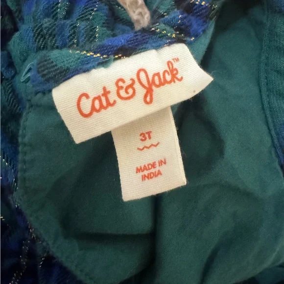 Cat & Jack Teal and Blue Plaid Dress - Picture 3 of 3